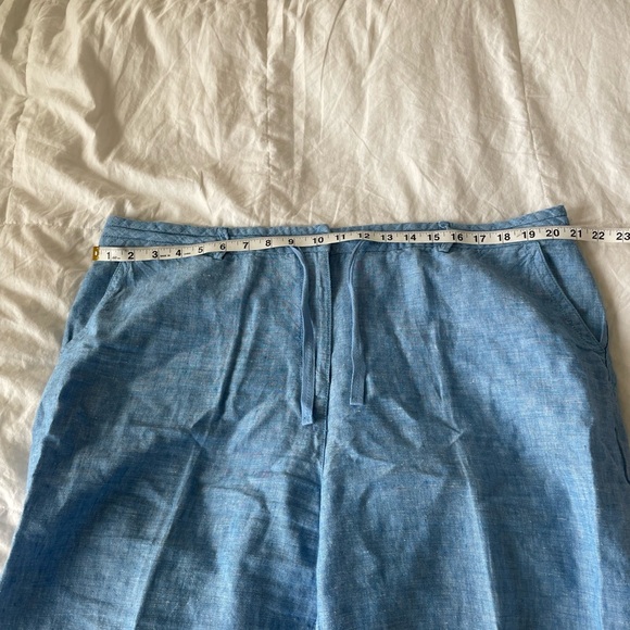 L.L. Bean chambray blue 100% linen pants elastic tie waist | 18 - Picture 11 of 13